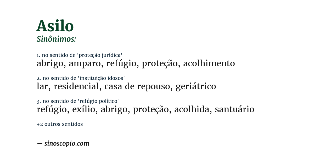 Sinônimo de asilo