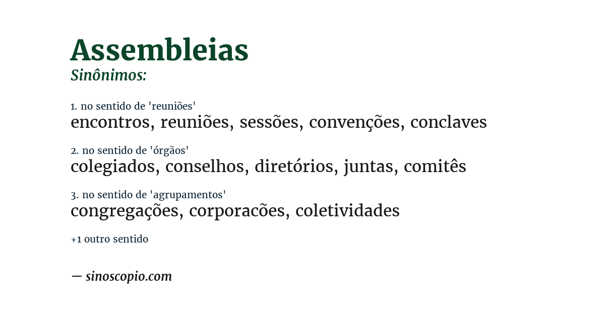 Sinônimo de assembleias