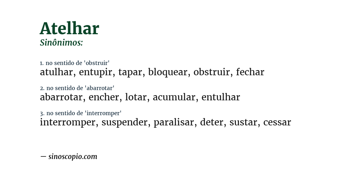 Sinônimo de atelhar