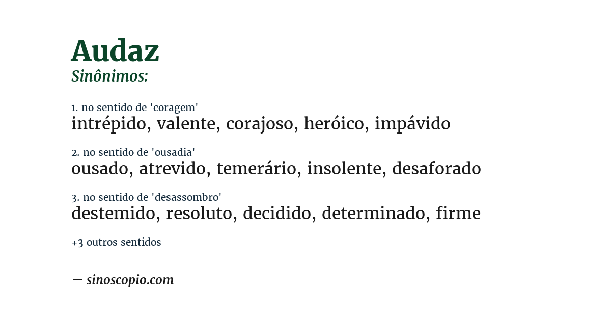Sinônimo de audaz