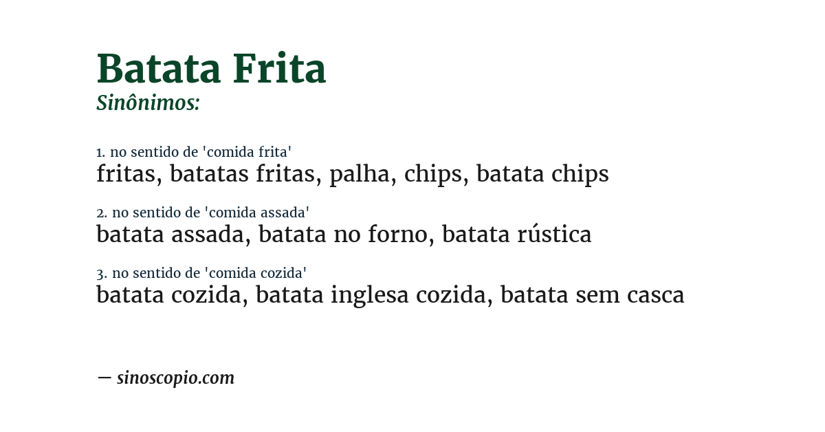 Sinônimo de batata frita