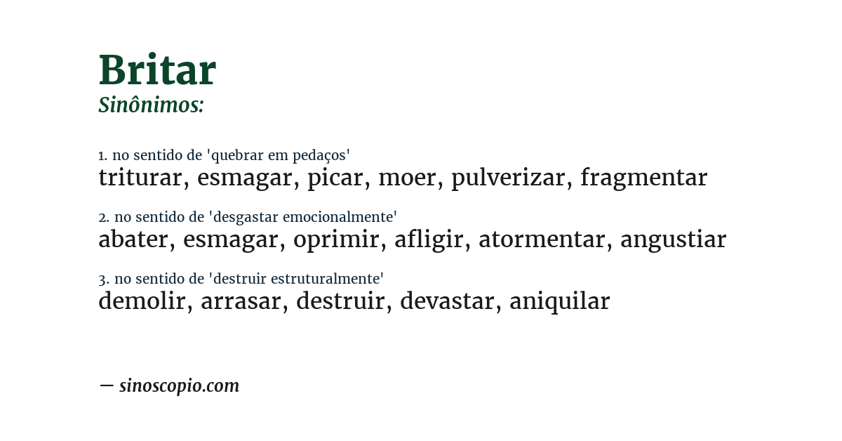 Sinônimo de britar