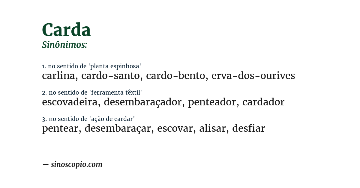 Sinônimo de carda