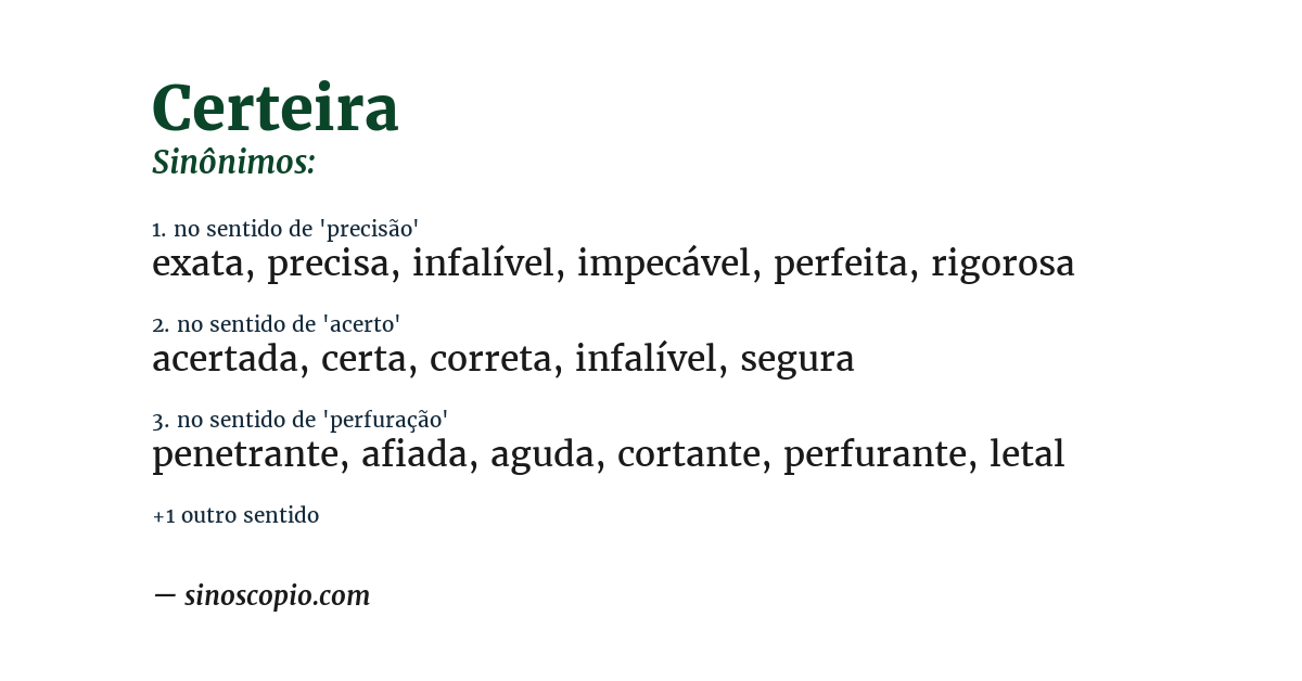 Sinônimo de certeira