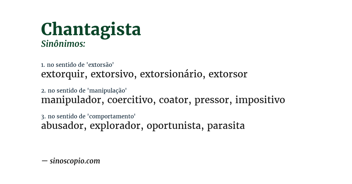 Sinônimo de chantagista