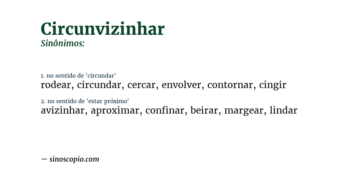 Sinônimo de circunvizinhar
