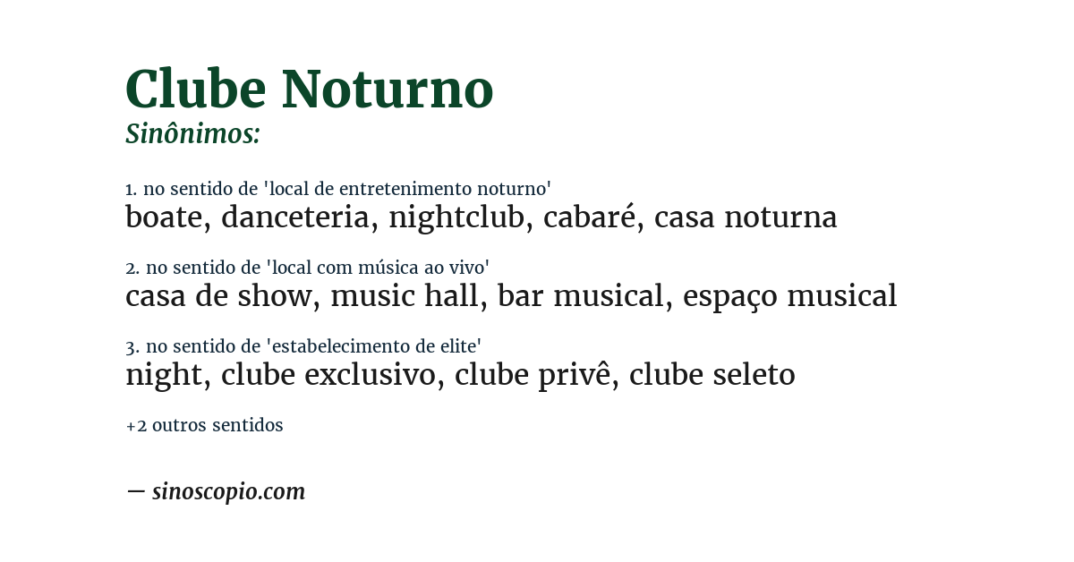 Sinônimo de clube noturno