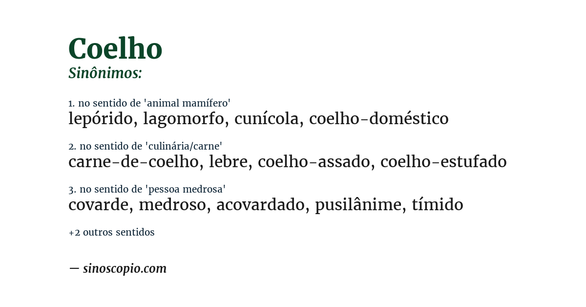 Sinônimo de coelho