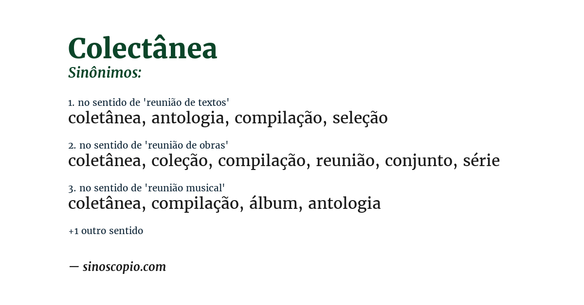 Sinônimo de colectânea