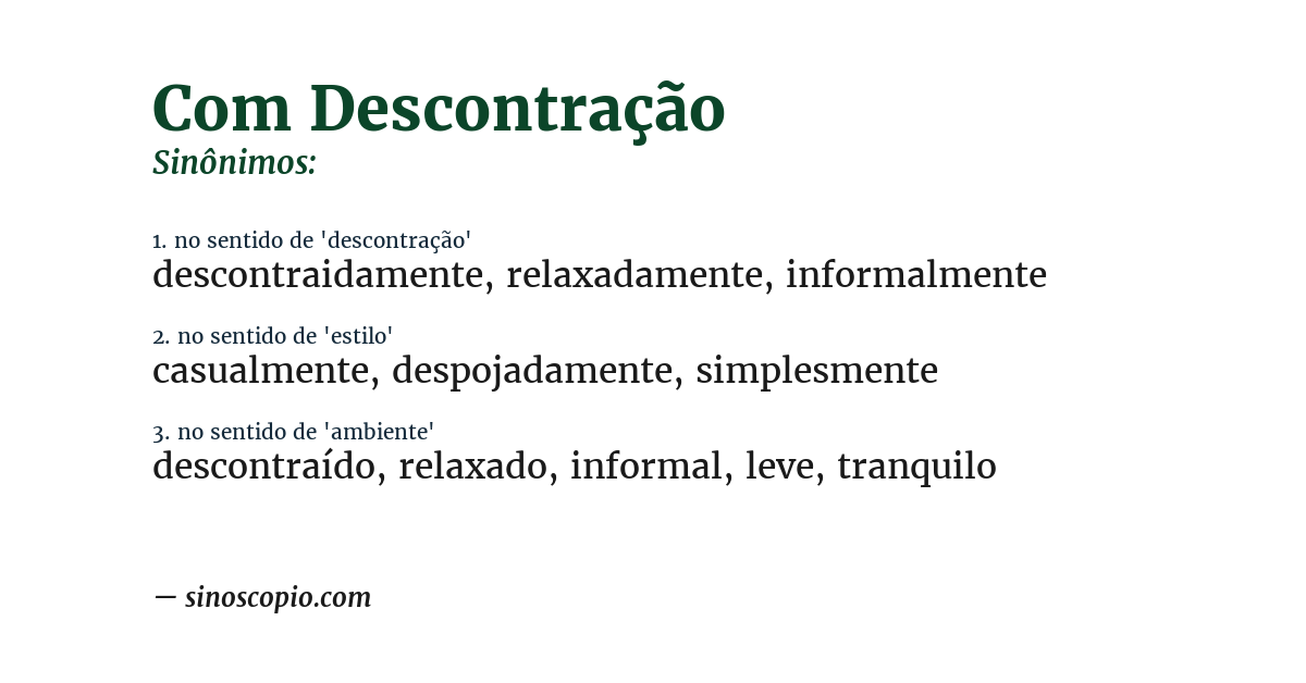 Sinônimo de com descontração