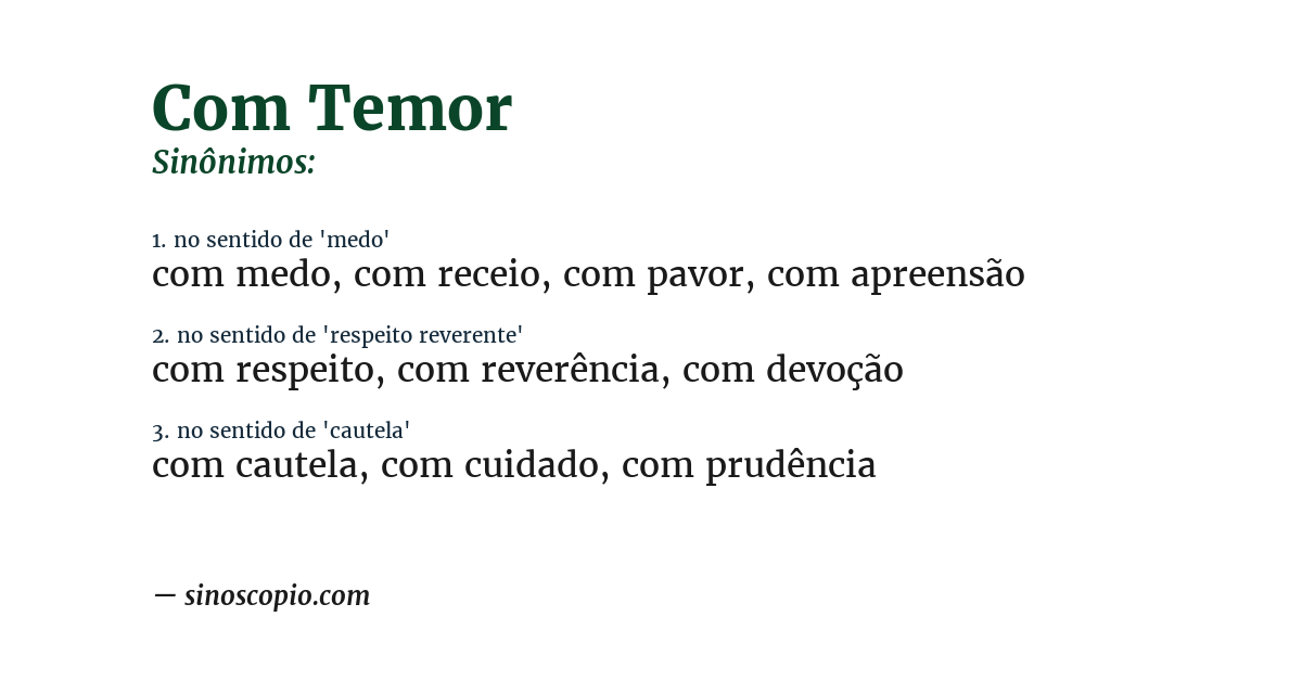 Sinônimo de com temor
