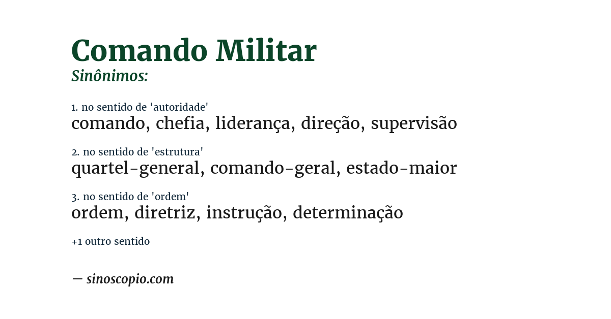 Sinônimo de comando militar