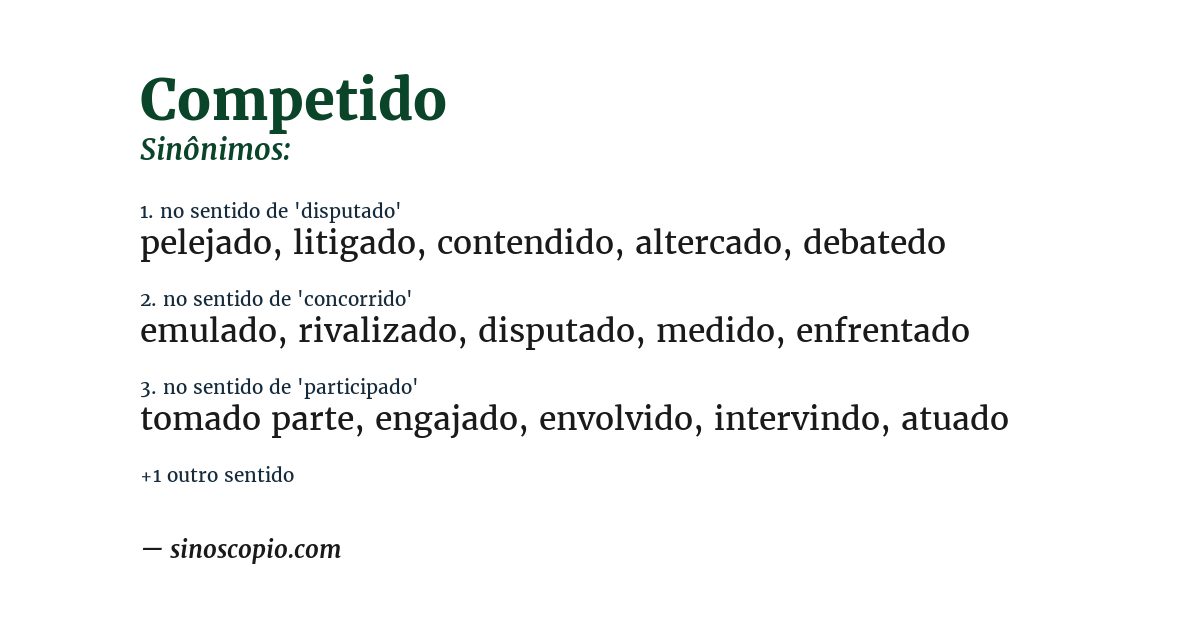 Sinônimo de competido