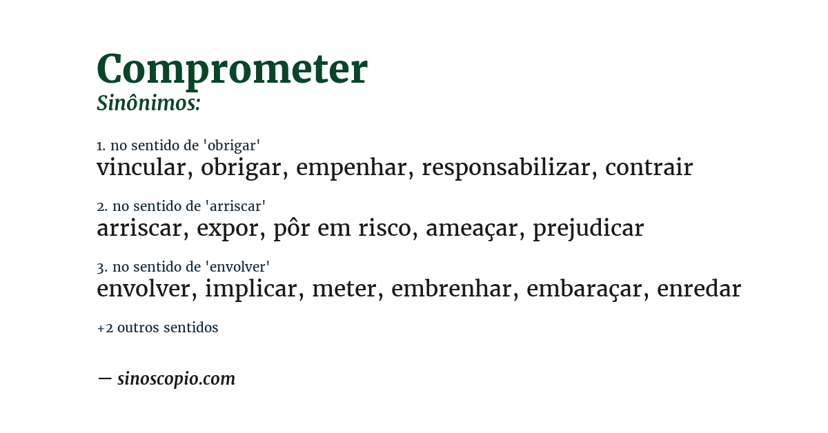 Sinônimo de comprometer