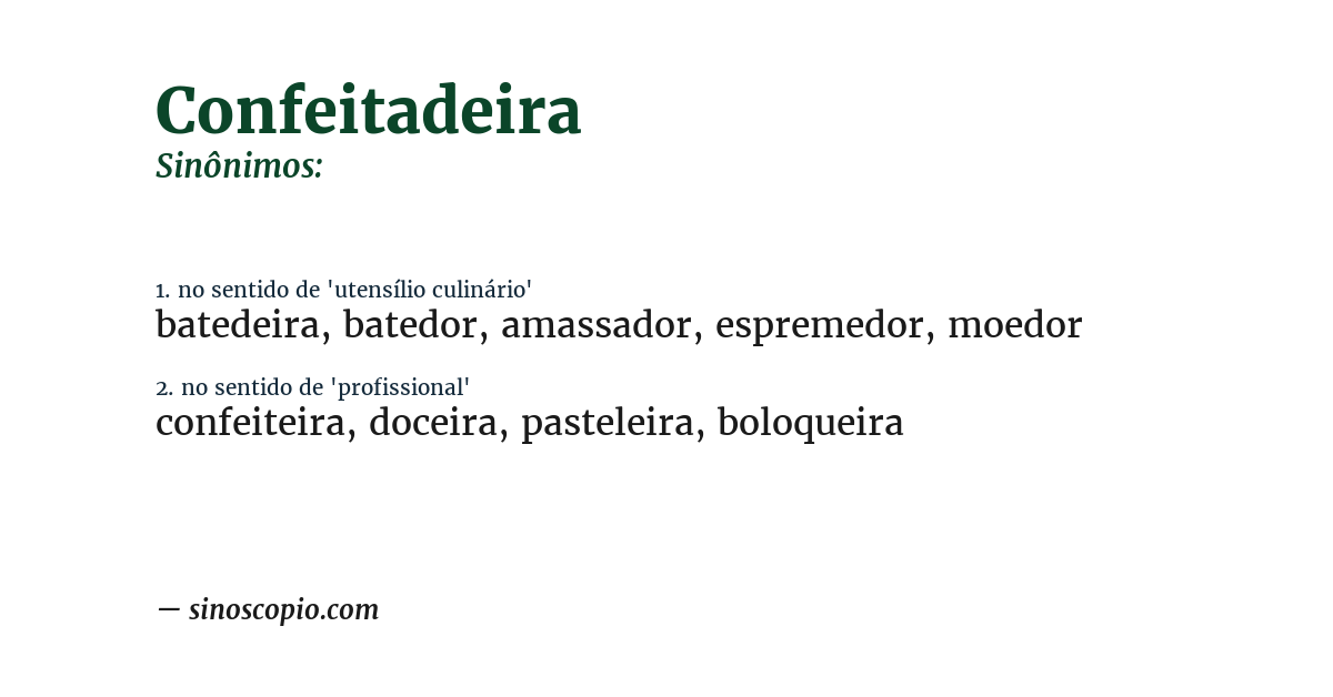 Sinônimo de confeitadeira
