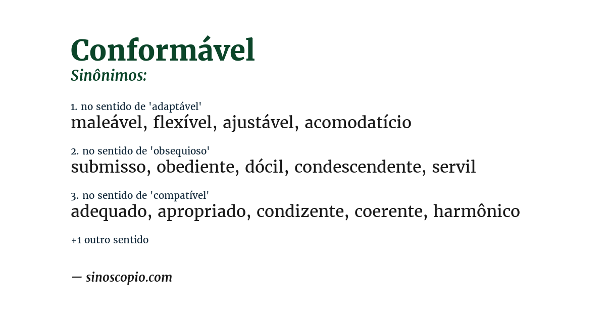 Sinônimo de conformável