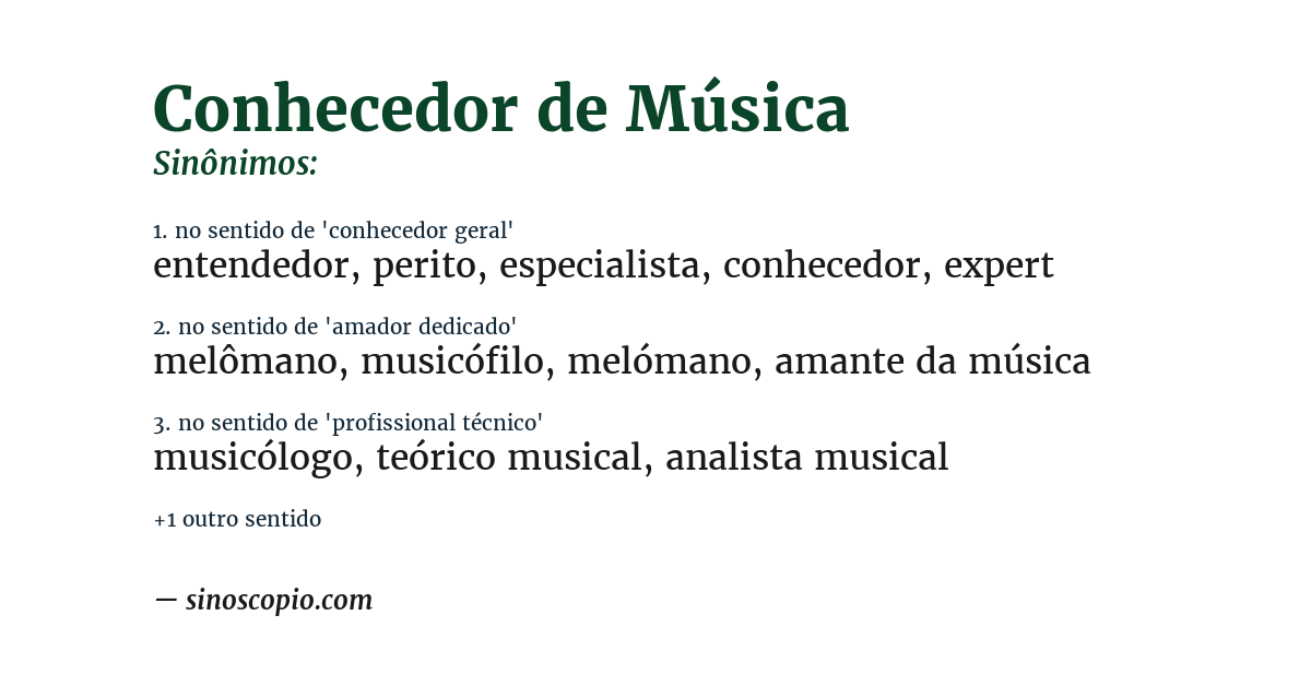 Sinônimo de conhecedor de música