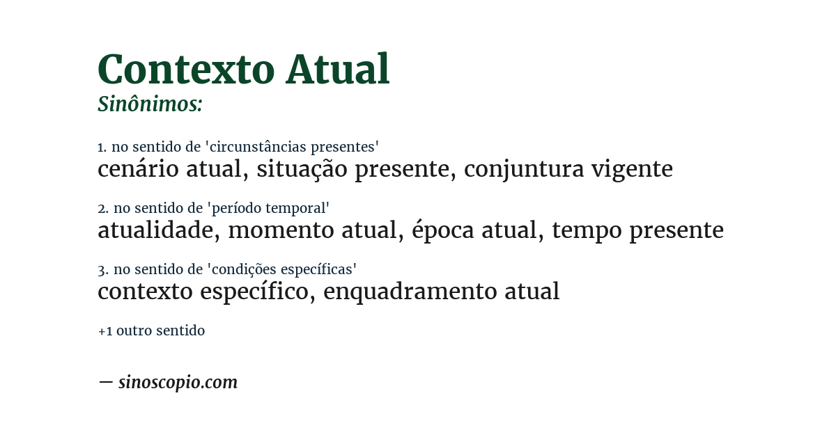 Sinônimo de contexto atual