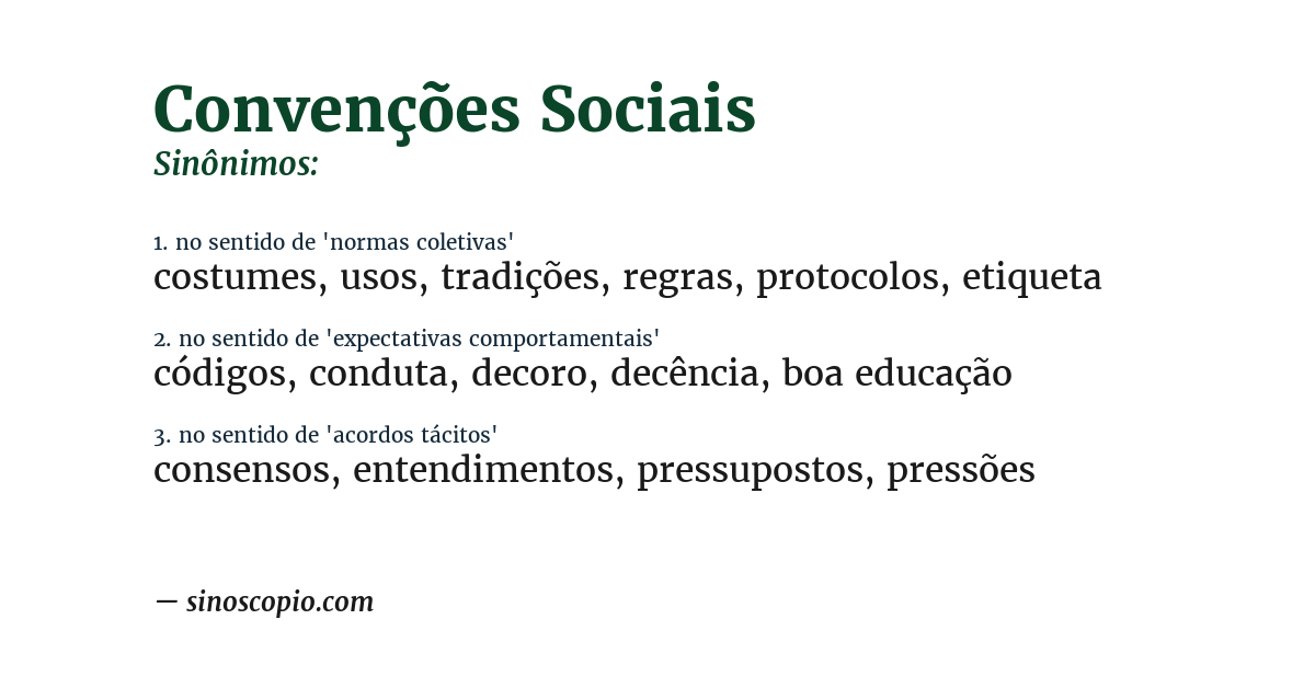 Sinônimo de convenções sociais