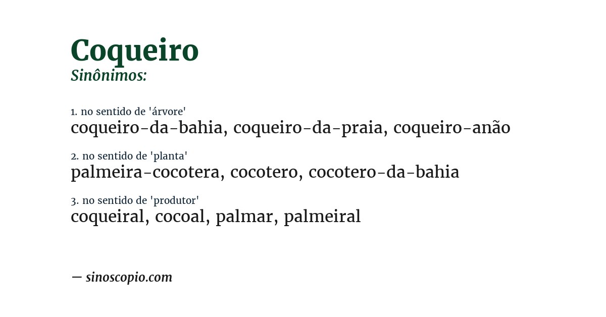 Sinônimo de coqueiro