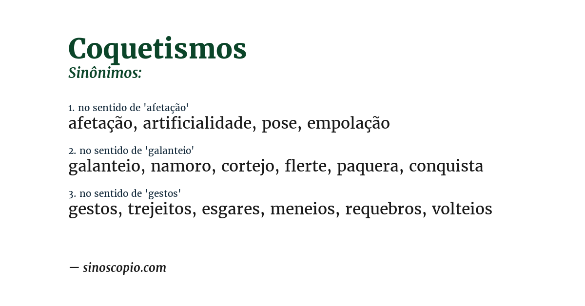 Sinônimo de coquetismos
