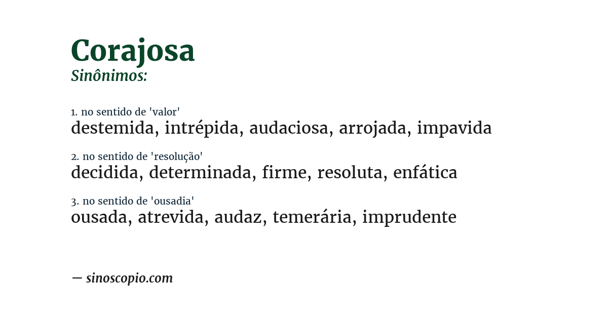 Sinônimo de corajosa