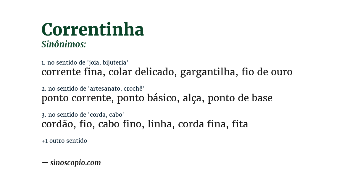 Sinônimo de correntinha