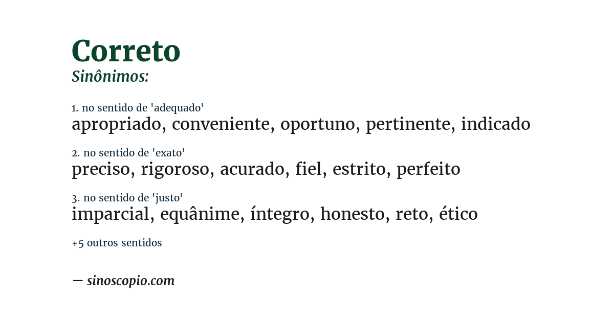 Sinônimo de correto