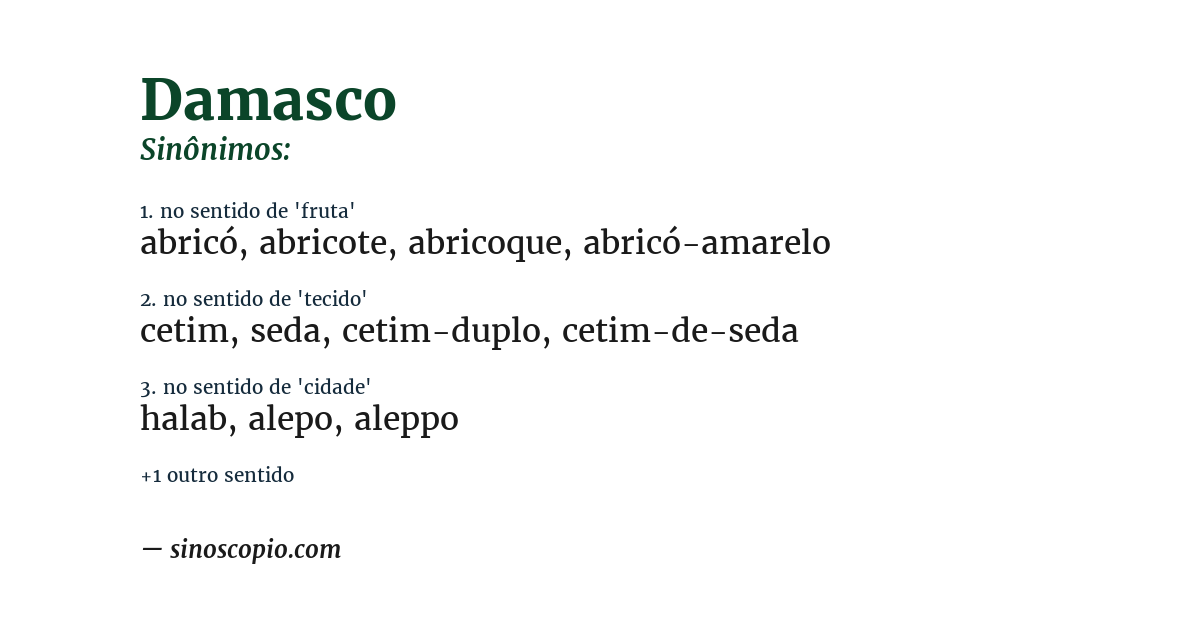 Sinônimo de damasco