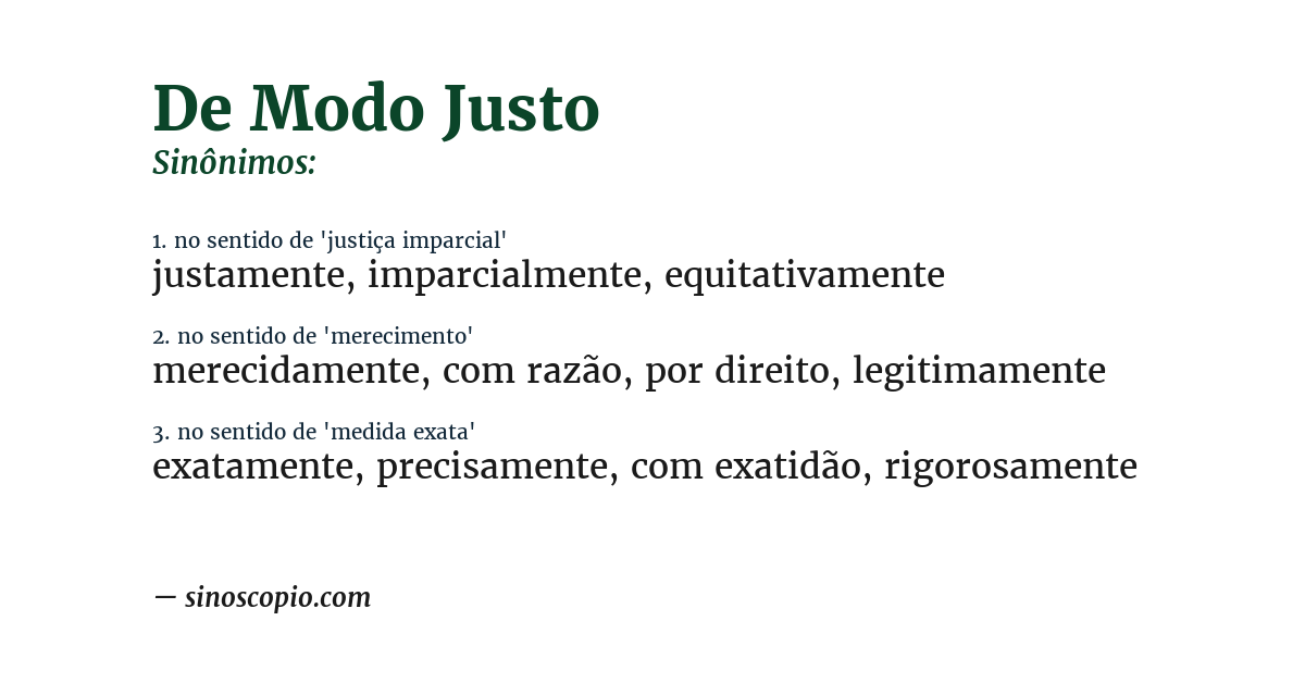 Sinônimo de de modo justo