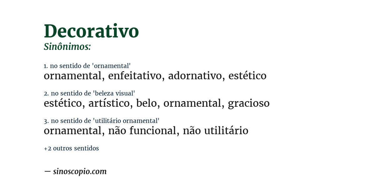 Sinônimo de decorativo