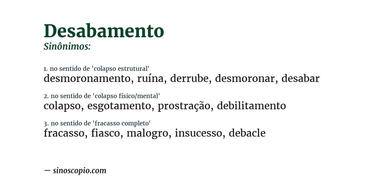 Sinônimo de desabamento