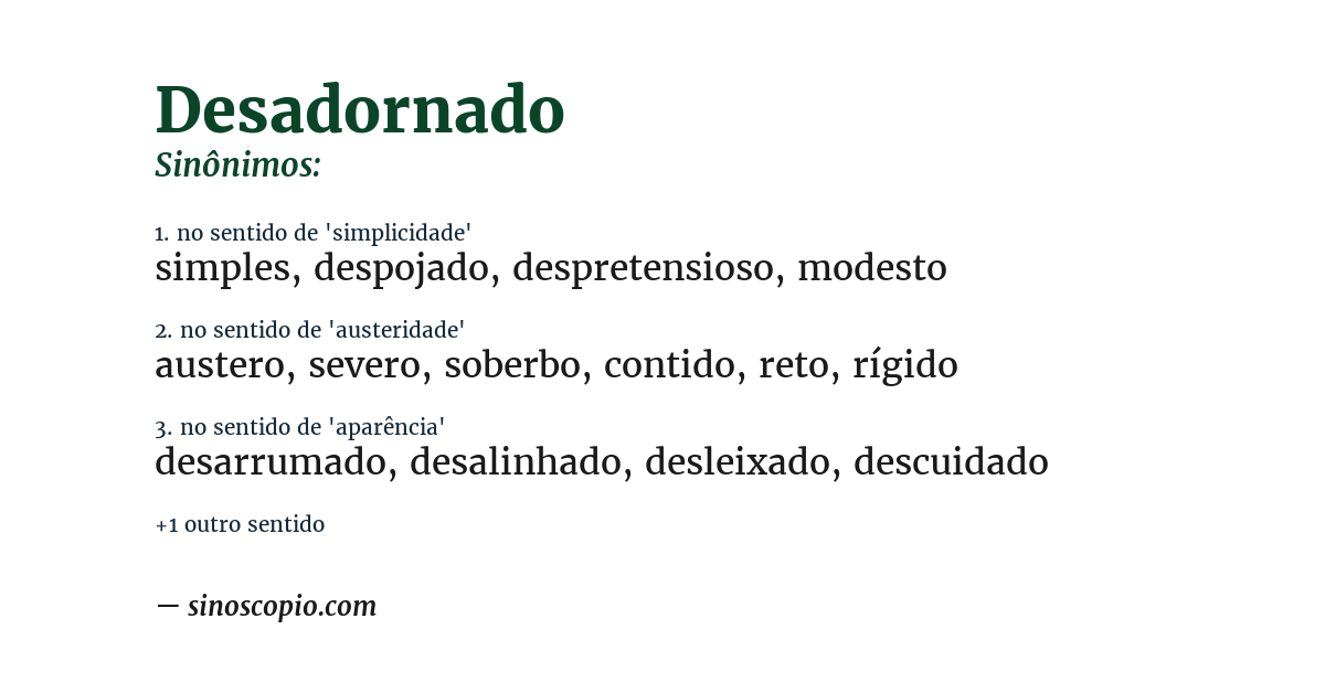 Sinônimo de desadornado