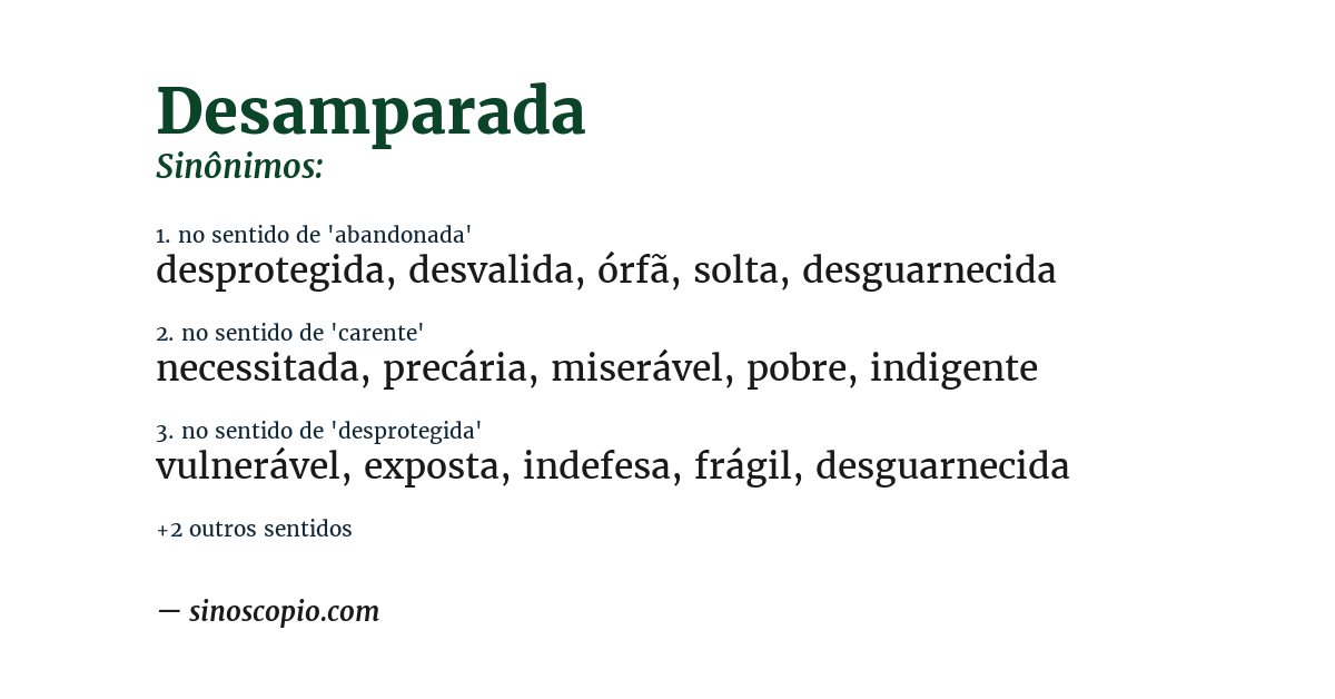 Sinônimo de desamparada