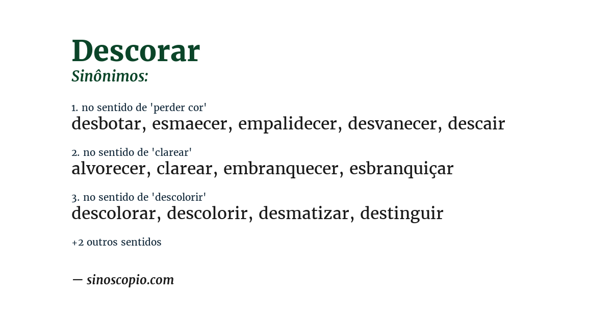Sinônimo de descorar