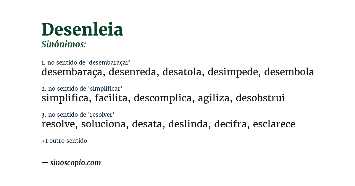 Sinônimo de desenleia
