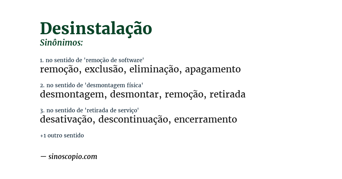 Sinônimo de desinstalação