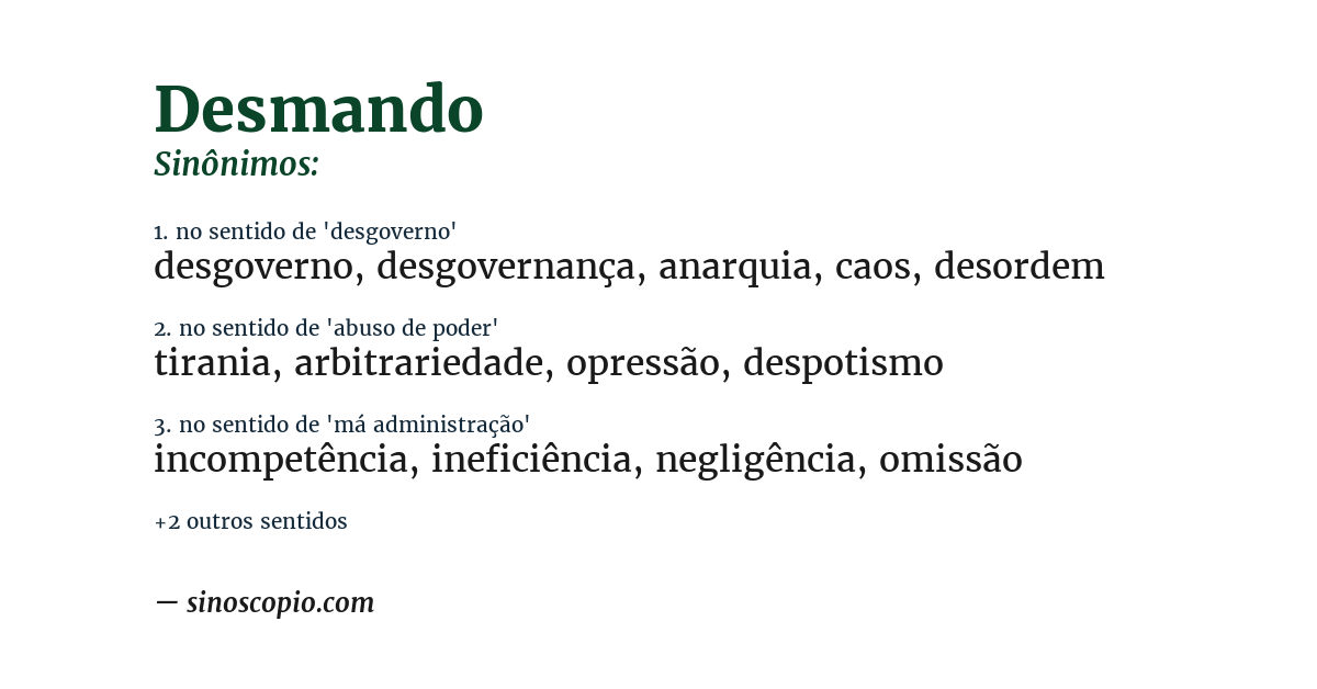 Sinônimo de desmando