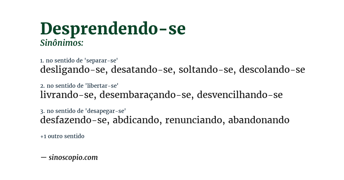 Sinônimo de desprendendo-se