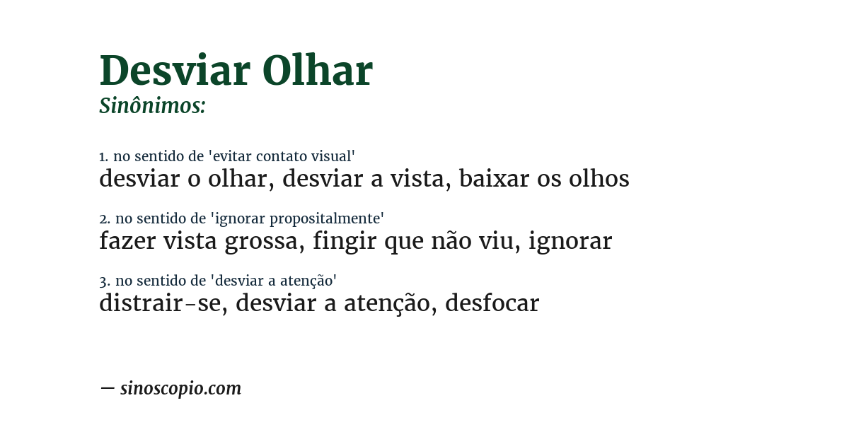 Sinônimo de desviar olhar