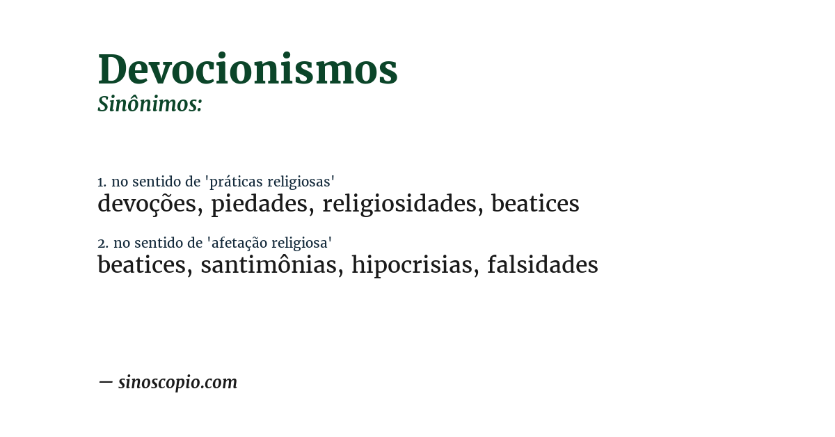 Sinônimo de devocionismos
