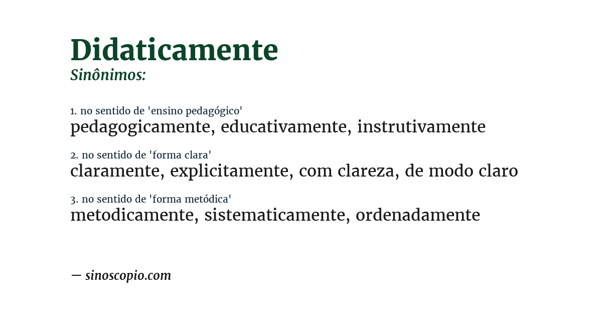 Sinônimo de didaticamente