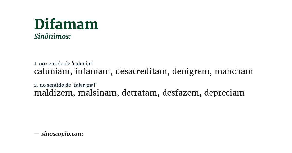 Sinônimo de difamam
