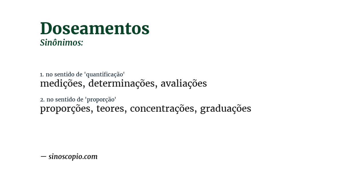 Sinônimo de doseamentos