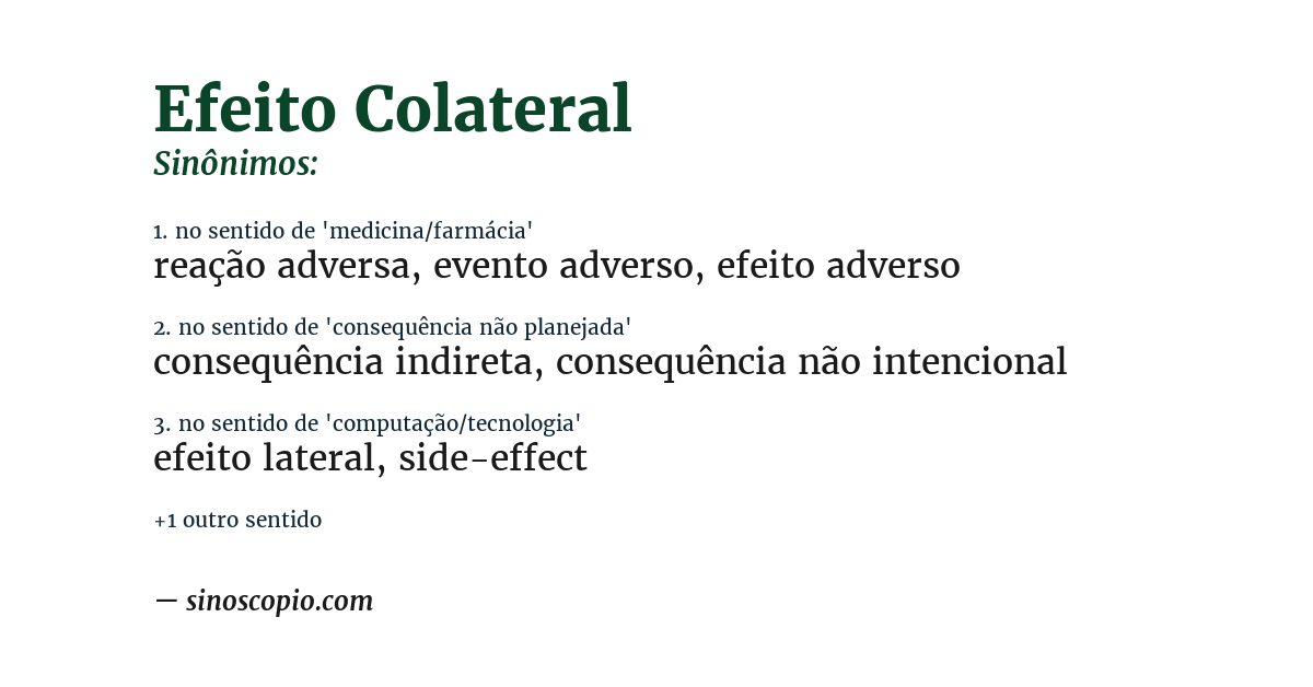 Sinônimo de efeito colateral