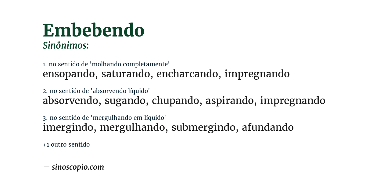 Sinônimo de embebendo