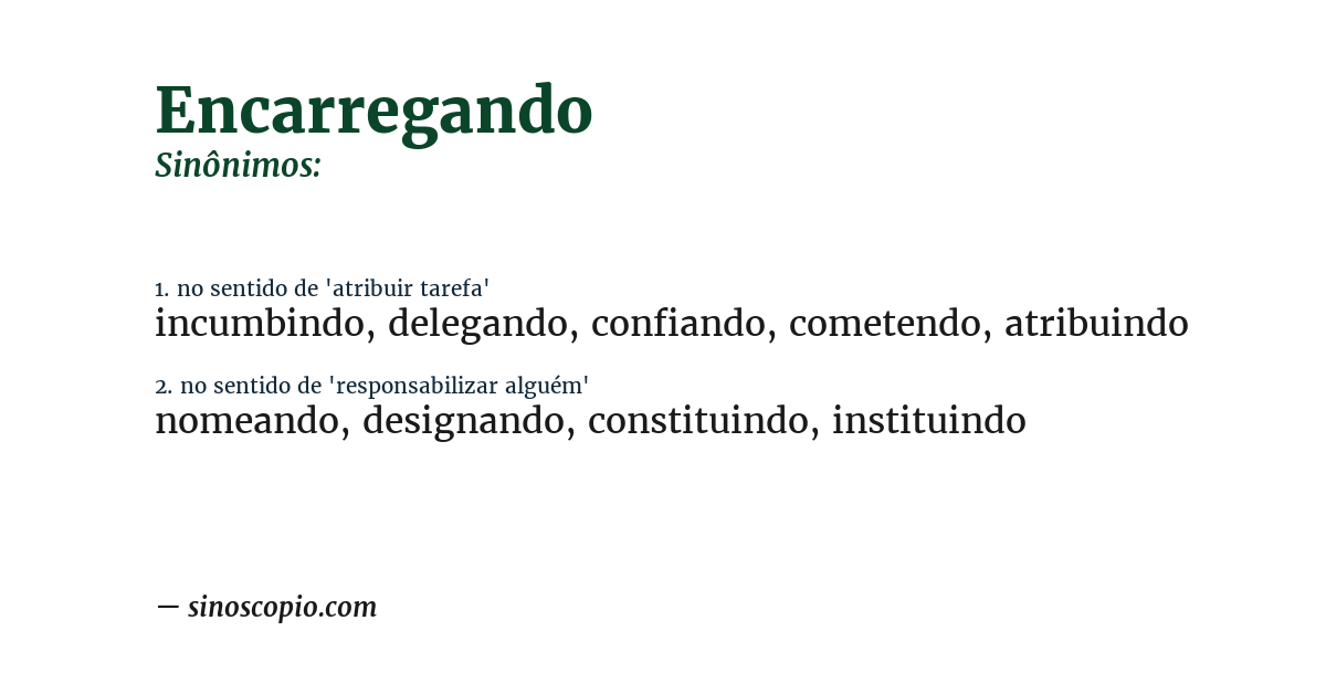 Sinônimo de encarregando