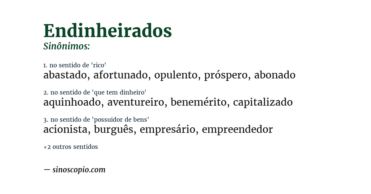 Sinônimo de endinheirados