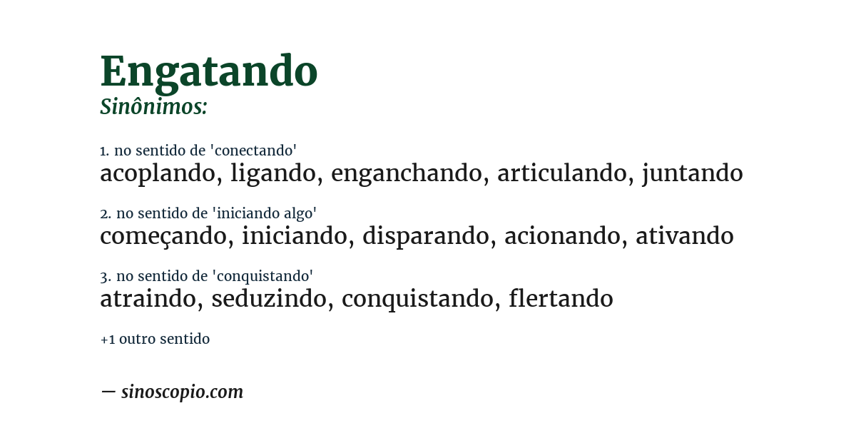 Sinônimo de engatando