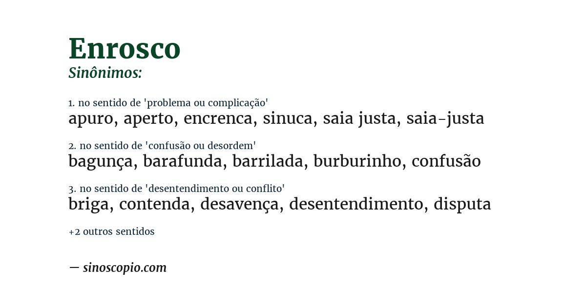 Sinônimo de enrosco